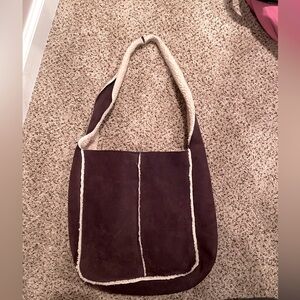 Brown fleece lined tote bag